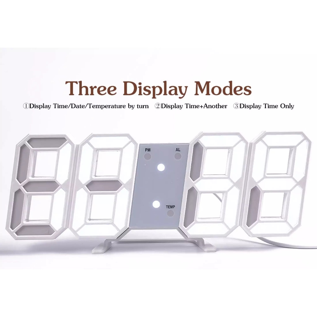 3D kỹ thuật số âm thanh nổi LED treo tường với nhiệt độ Máy tính để bàn nhỏ / Đồng hồ báo thức treo tường