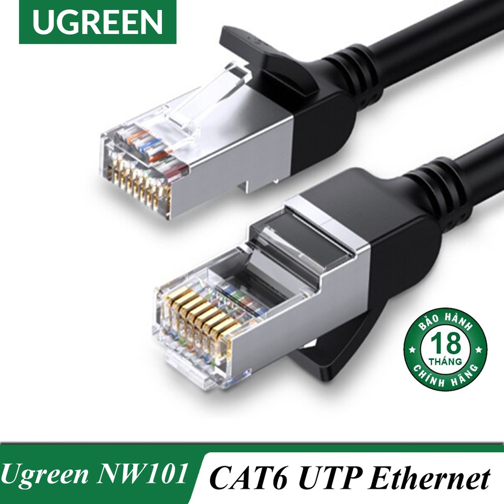 Dây mạng Cat6 đúc sẵn Màu Đen Chất Liệu PVC Ugreen NW101 cao cấp