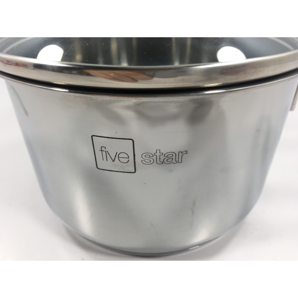 Nồi nấu bột, nấu cháo inox 3 đáy FIVE STAR 14cm - Hàng loại 1 dày dặn, sáng bóng, siêu bền