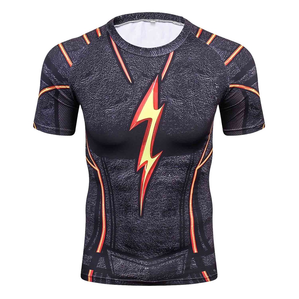 Áo thun HUQISHA ôm dáng in họa tiết Marvel Spiderman Flashman 3D nhanh khô chất lượng cao thời trang mùa hè mới cho nam
