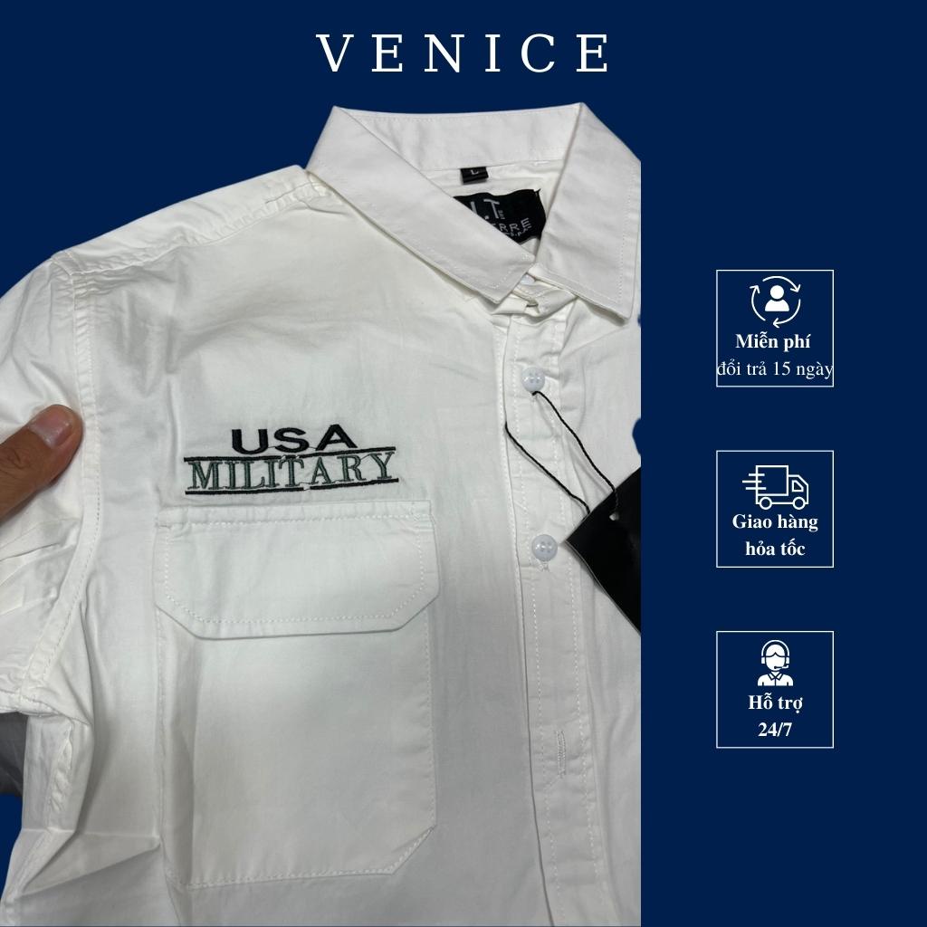 Áo sơ mi nam cao cấp VENICE ngắn tay thời trang, chất Kaki Hàn mềm mịn, thoải mái, năng động.