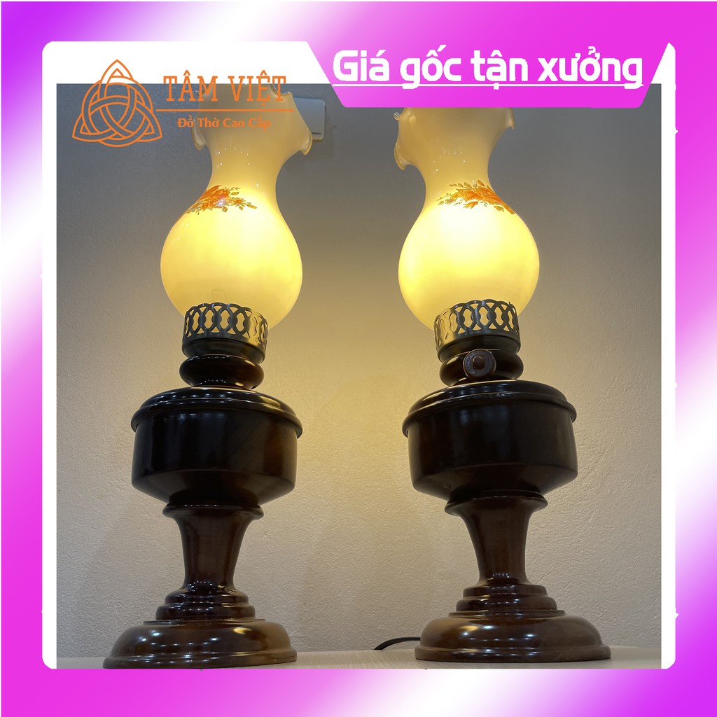 [Đèn Thờ Gỗ Gụ Cao Cấp 100%] Kiểu Đèn Dầu D15