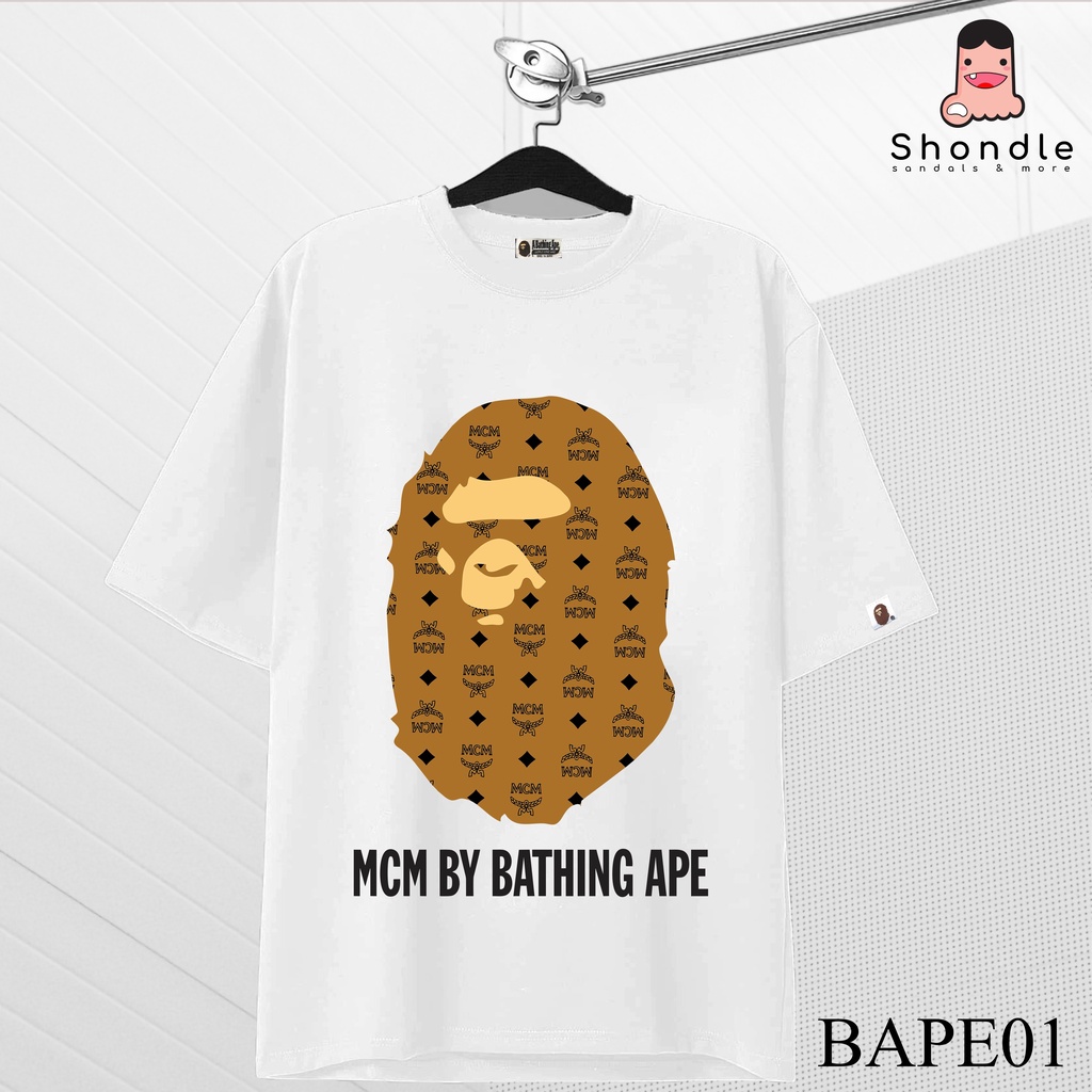Áo Thun Bape MCM Vải Cotton Cao Cấp Tay Lỡ Unisex Hot Trend 2022