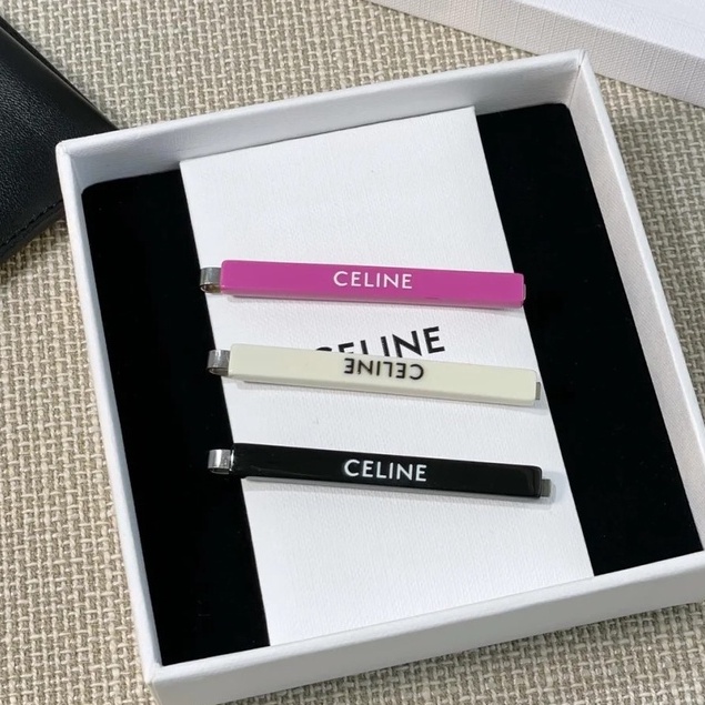 OFF WHITE Set 3 Kẹp Tóc Màu Đen/Hồng/Trắng CE 2022 Thời Trang Hè Cá Tính