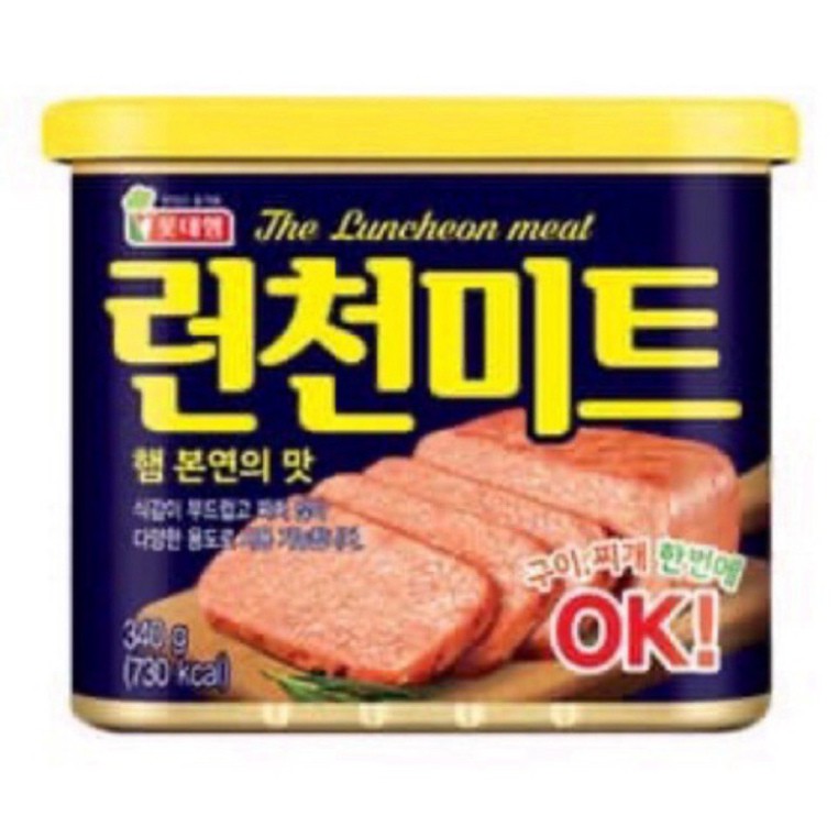 Thịt Hộp Spam Hàn Quốc 340g Lotte The Luncheon Meat FREE SHIP Thịt Hộp Hàn Quốc Lotte Nắp Vàng