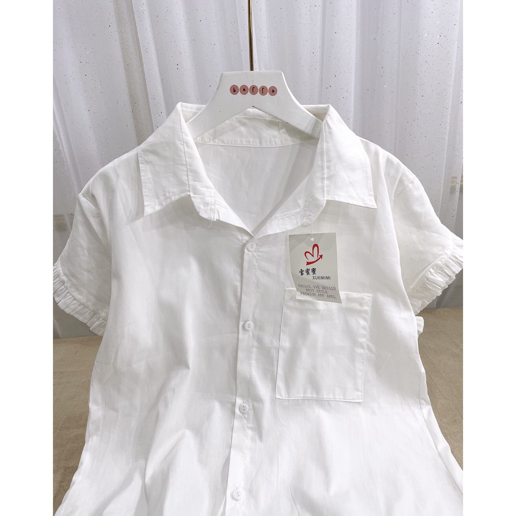 Đầm babydoll trắng cổ sơ mi chân váy đuôi cá xếp li Freesize 42-60kg  - XungStore | BigBuy360 - bigbuy360.vn