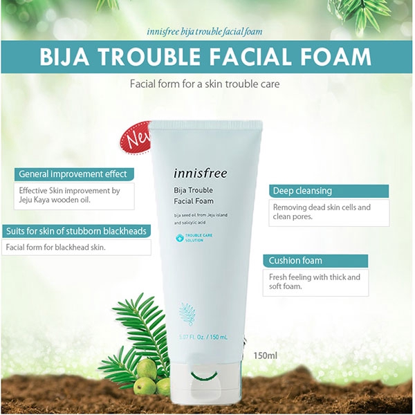 Sữa Rửa Mặt Innisfree Bija Trouble Facial Foam 150ml