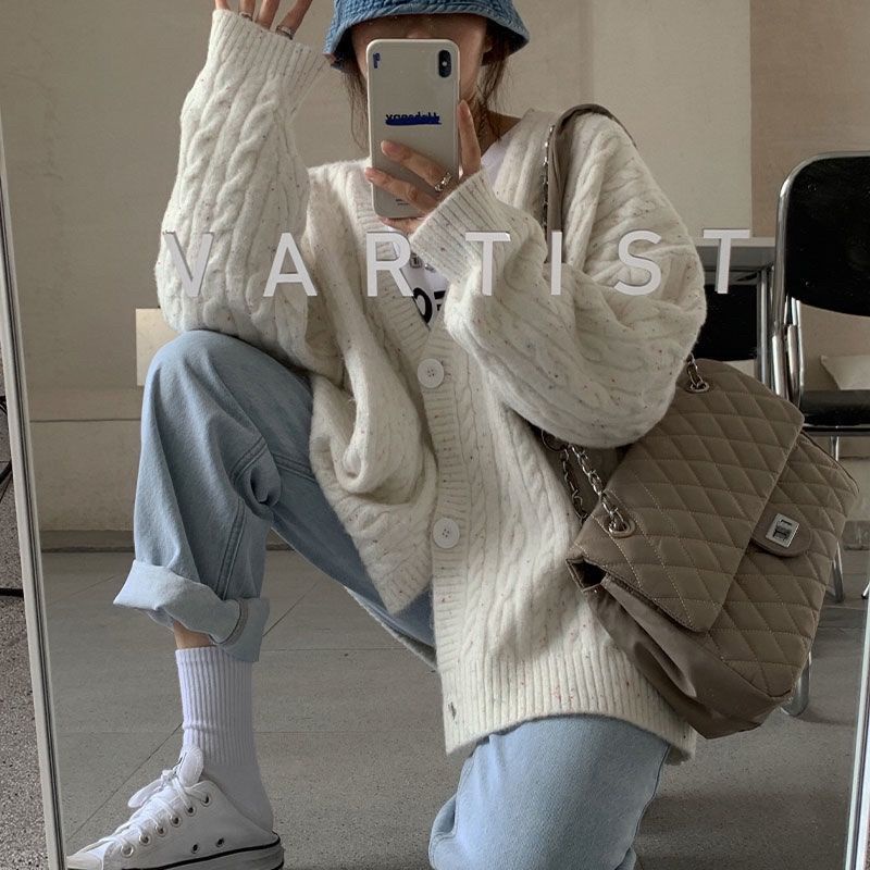 Áo Sweater Dệt Kim Dáng Rộng Thời Trang Thu Đông Cho Nữ 2021
