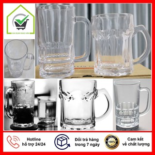 Cốc Thủy Tinh - Bộ 6 Cốc Thủy Tinh Có Quai Uống Bia, Uống Nước