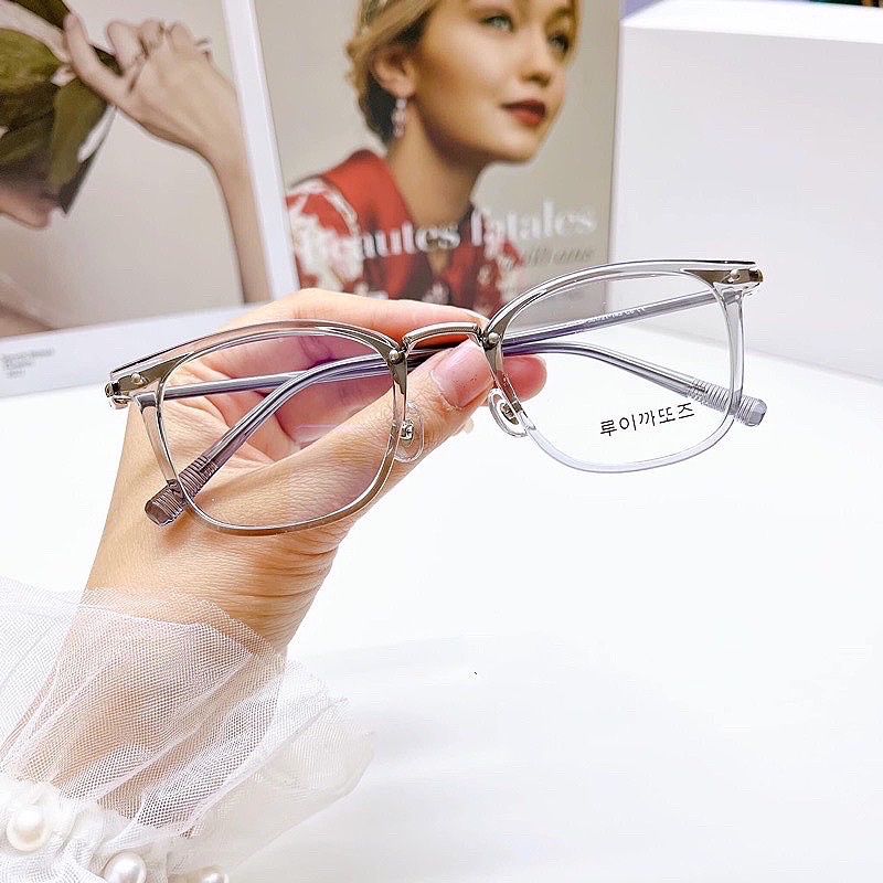 Kính giả cận, Gọng kính cận kim loại cao cấp hàn quốc vuông bầu size vừa càng dẻo 01134 Jolie eyewear