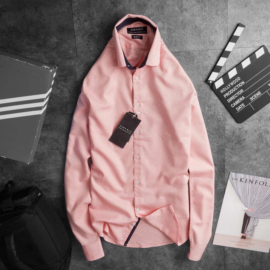 Áo sơ mi nam tay dài cao cấp ZARA vải Oxford màu Cam Nhạt - Đẳng Cấp Hàng Hiệu