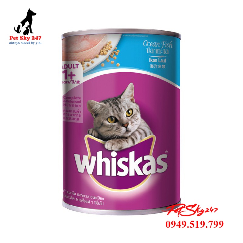 Thức Ăn Pate Mèo Whiskas Nhiều Vị Lon 400g