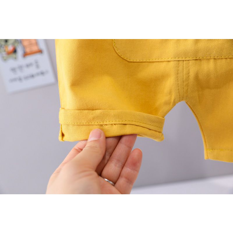 Bộ yếm kaki mềm cùng áo sơmi gấu Mialy Kids cho bé (8-17kg) - Áo sơmi cùng quần kaki mềm phong cách thể thao, năng động