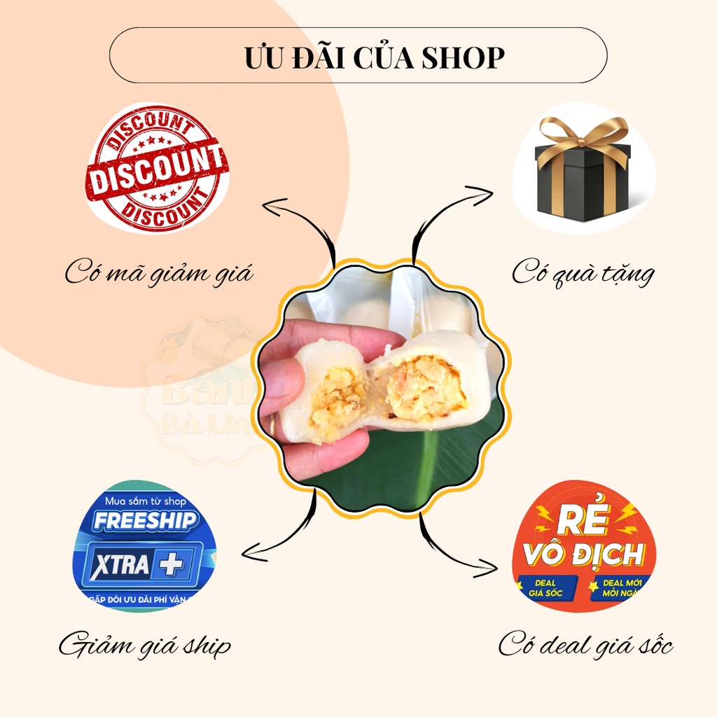 Bánh Ít Chay Lạt Đặc Sản Đà Nẵng, 10 Cái, Hương Vị 100 Năm - Bánh Bà Linh