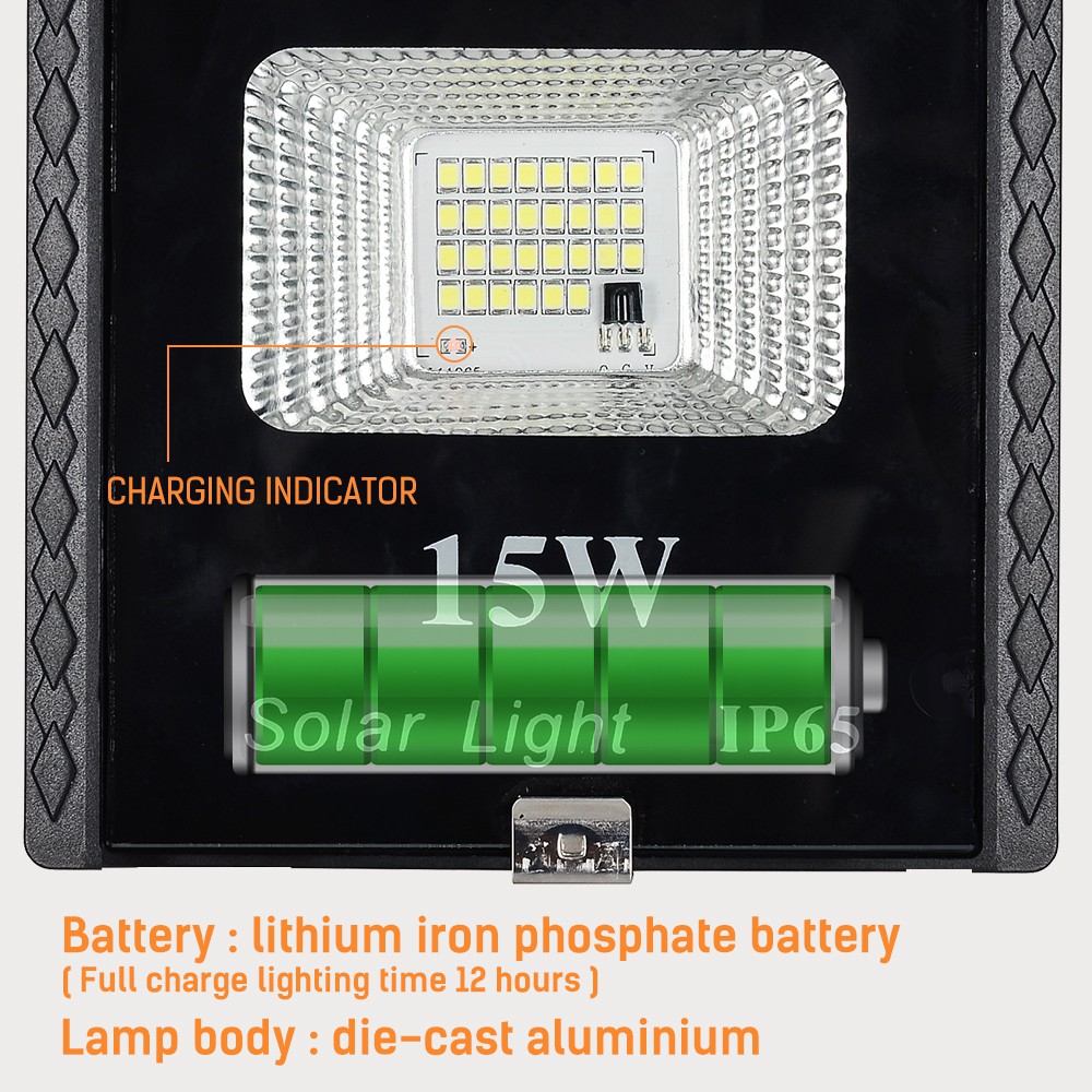 DingDian LED LED 15W Ánh sáng mặt trời Đèn pha ngoài trời năng lượng mặt trời với chống thấm nước từ xa