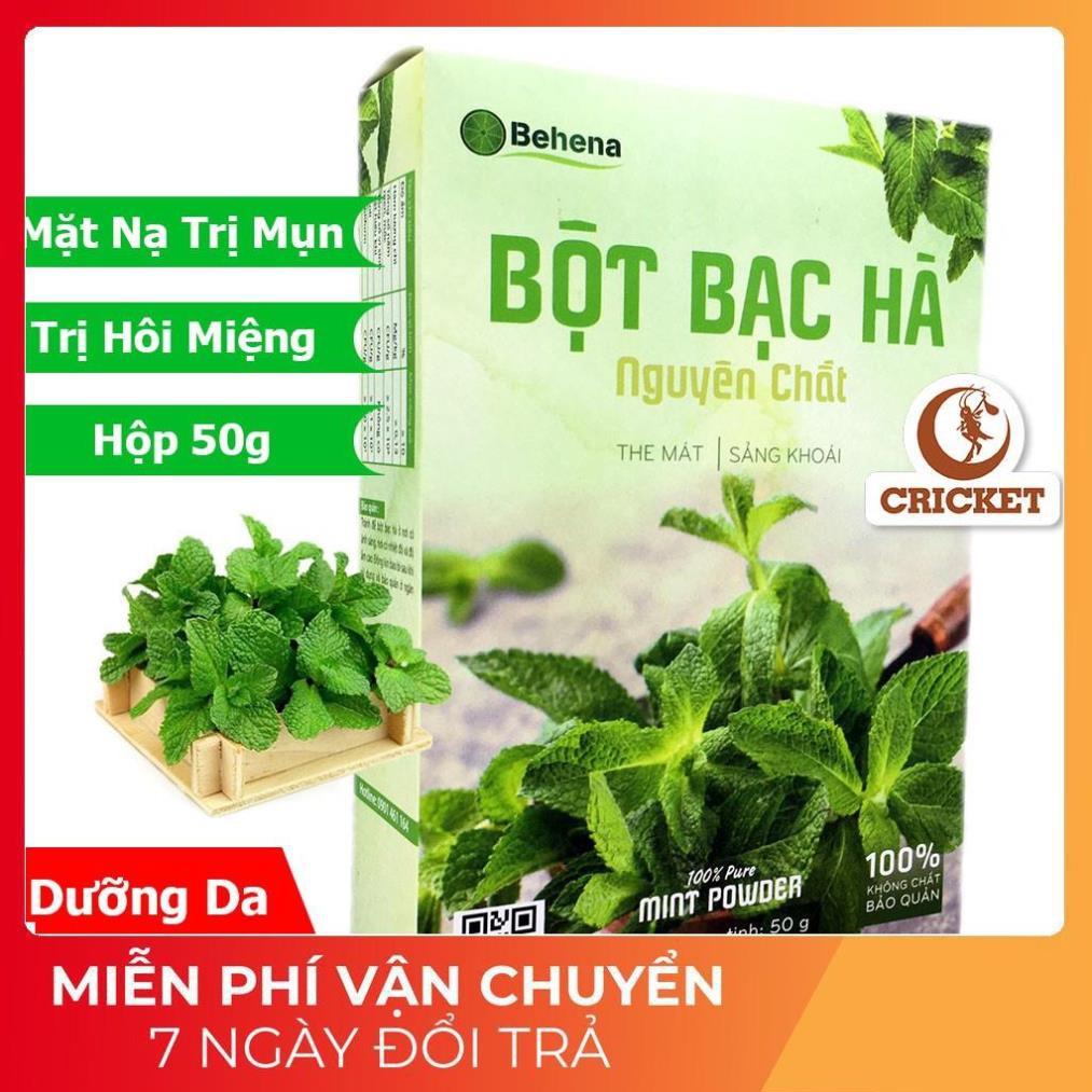 Bột Bạc Hà Nguyên Chất Behena The Mát Sản Khoái Trị Mụn Làm Đẹp Da - Hộp 50g [Helifood]