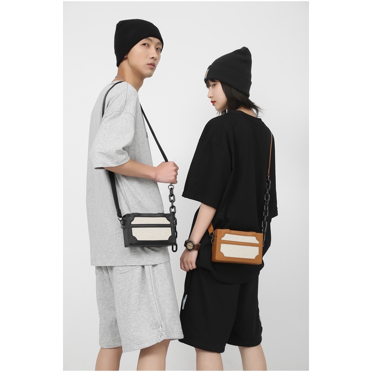 Túi da đeo chéo nam nữ unisex hình hộp chữ nhật