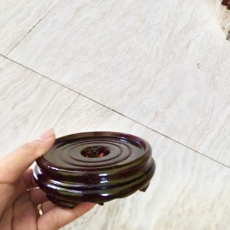 Đôn gỗ tròn kê bát hương, ấm trà, lư đồng..màu đen