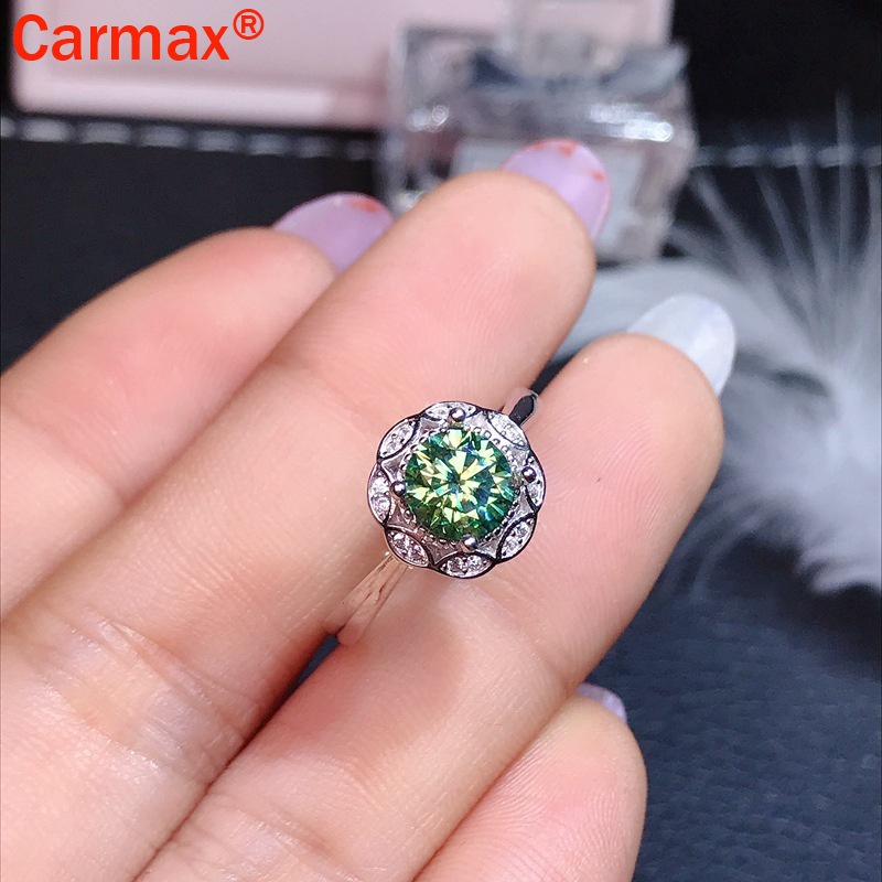 Nhẫn Moissanite Màu Xanh Dương Và Xanh Lá Thanh Lịch