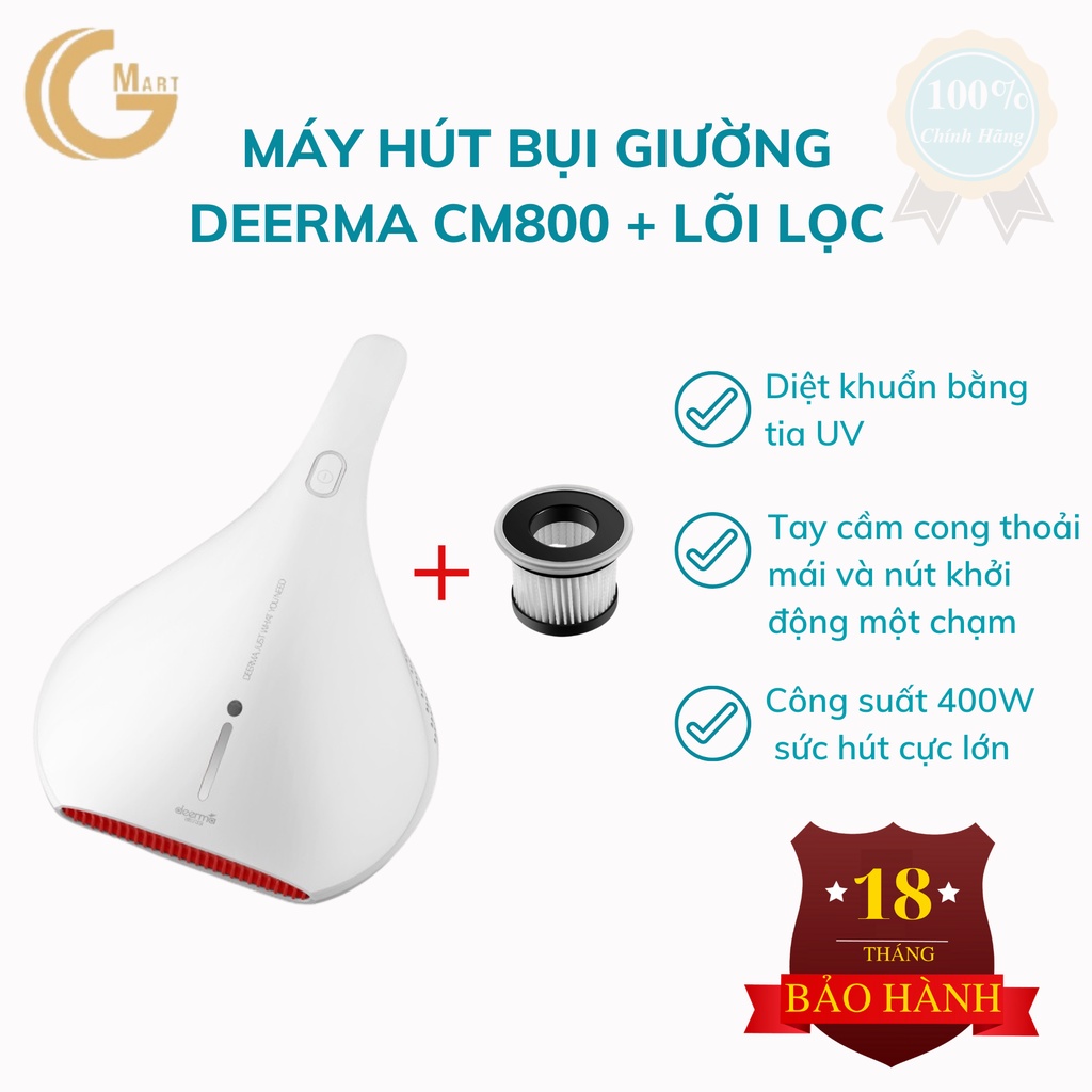 Máy hút bụi giường cầm tay diệt khuẩn UV Xiaomi Deerma CM800 + Tặng kèm lõi lọc