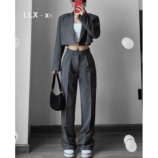 Set áo vest lửng quần suông