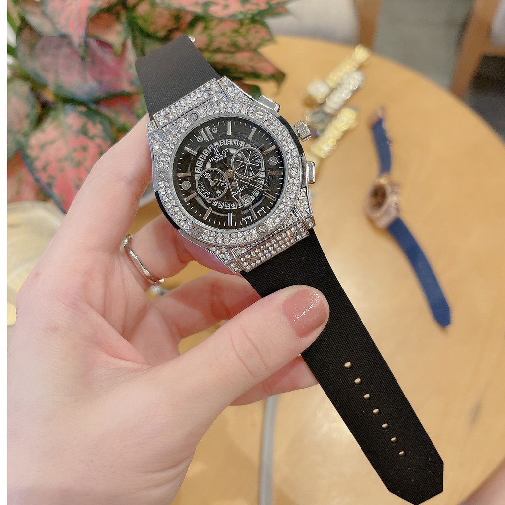 (Hương vani ) Đồng hồ HUBLOT nam(nữ) đính đá dây cao su hương thơm cao cấp