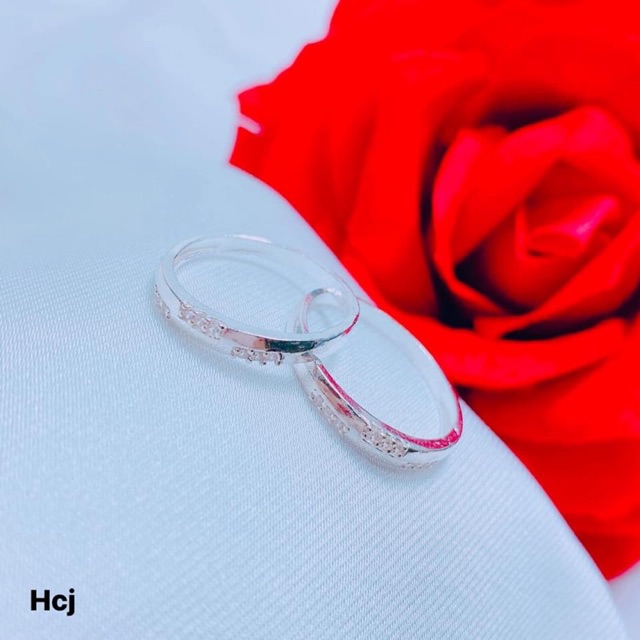 NHẪN ĐÔI MẶT ĐÁ NHỎ XINH CHO NAM NỮ -CHẤT LIỆU BẠC TA