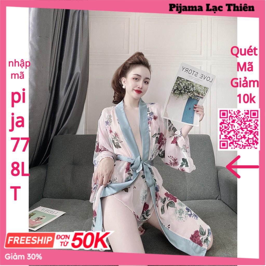 Áo Choàng Ngủ Voan Xuyên Thấu, Áo Choàng Ngủ Kimono Kèm Quần Gợi Cảm Quyến Rủ Cho Nữ. | BigBuy360 - bigbuy360.vn