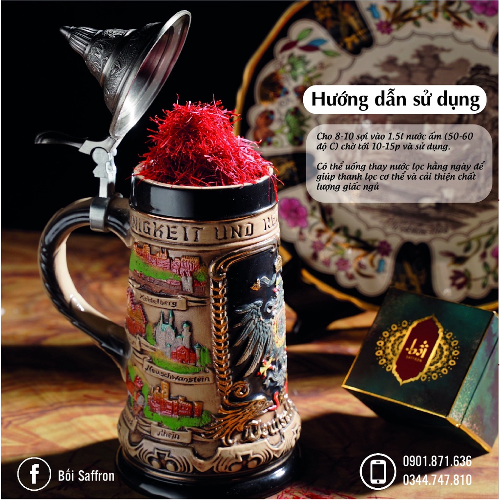 Premium Saffron 5+ hỗ trợ giấc ngủ, ổn định huyết áp, sáng da, giảm thâm mụn, Saffron nhập khẩu Iran - 1gram
