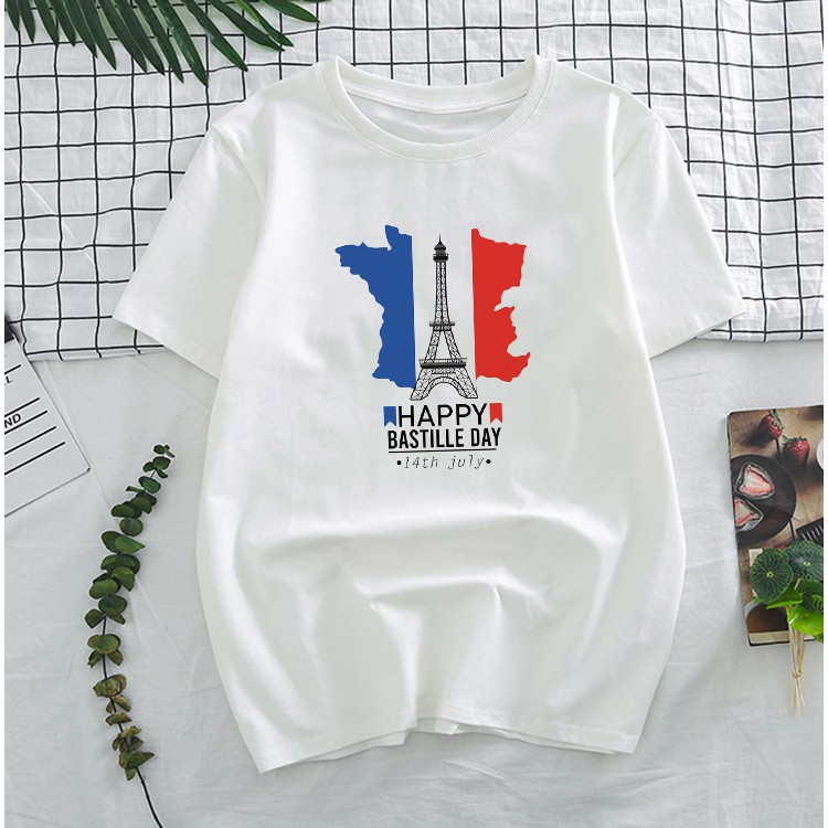 Áo Thun In Hình THÁP EIFFEL CỜ PARI - nam nữ vải dày mịn | Áo thun HoCha89