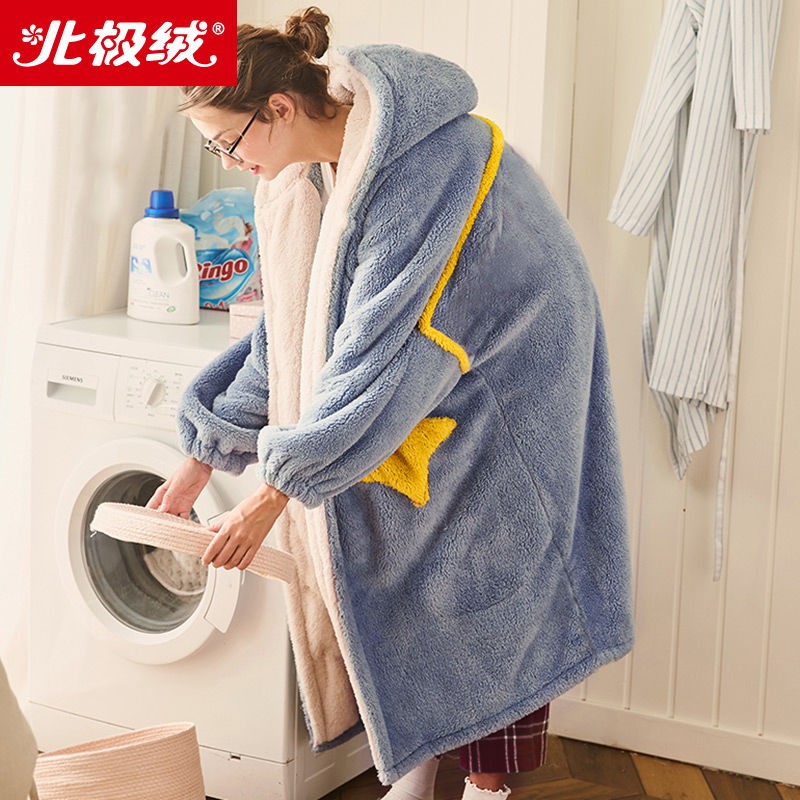 Bộ đồ ngủ lông cừu san hô dày dặn thời trang thu đông cho cặp đôi | BigBuy360 - bigbuy360.vn