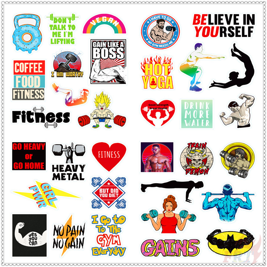 ❉ Miếng Dán Tập GYM Chất Lượng Cao ❉ Bộ 100 / 12 Sticker Chống Thấm Nước Thời Trang