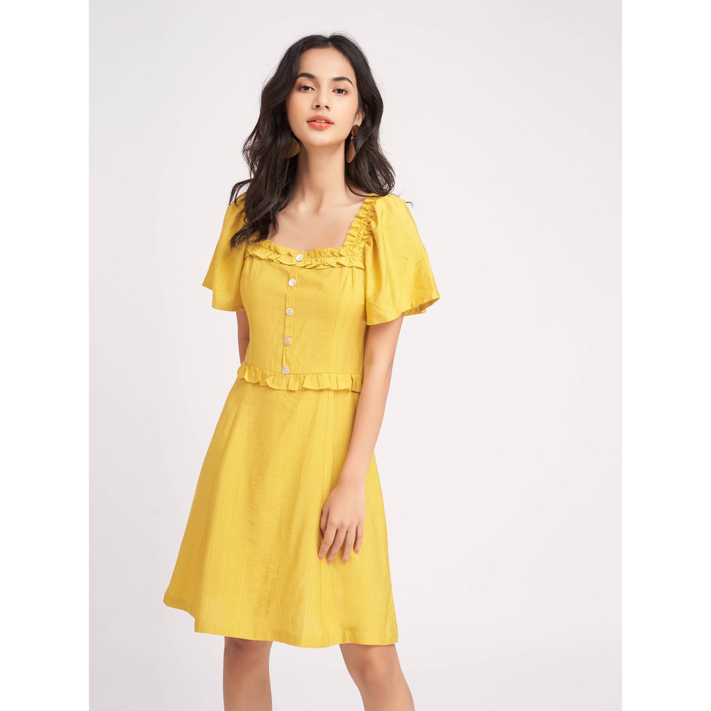 [Mã FASHIONMALLT4 giảm 15% đơn 150k] Đầm Tay Bèo Vàng - YV LE & CO