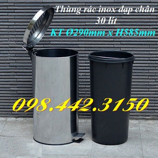 Thùng rác inox đạp chân 30L
