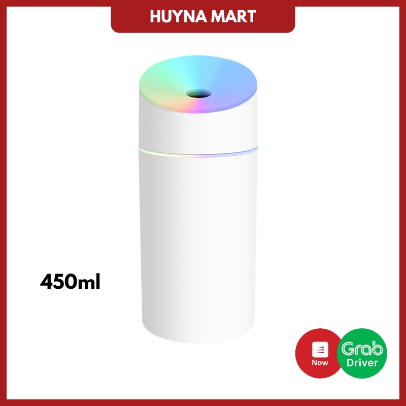 Máy Phun Sương Tạo Ẩm Cho Phòng Điều Hòa, Xe Hơi Có Đèn Led Nhiều Màu Mới 450ml (Tặng kèm 1 lõi lọc thay thế)