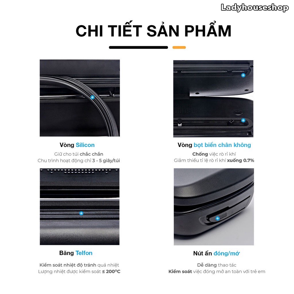 Máy Hút Chân Không Thực Phẩm Hàn Miệng Túi Cao Cấp, Máy Hút Chân Không Gia Đình