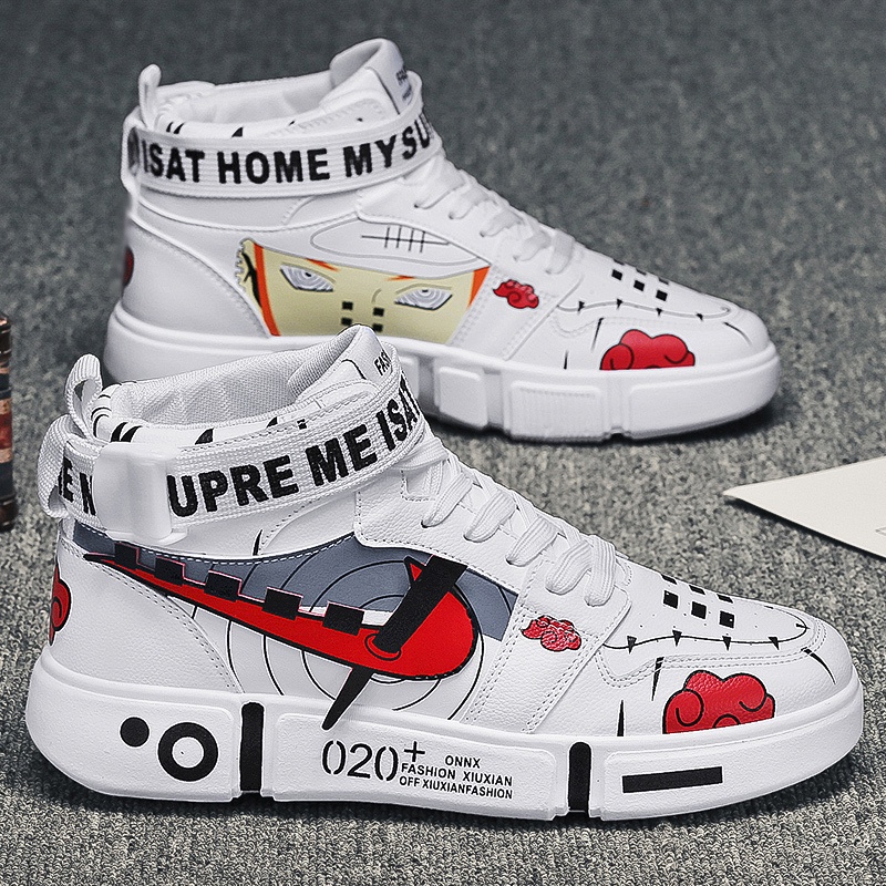Giày thể thao cổ cao in họa tiết Akatsuki hoạt hình Naruto thời trang cho nam