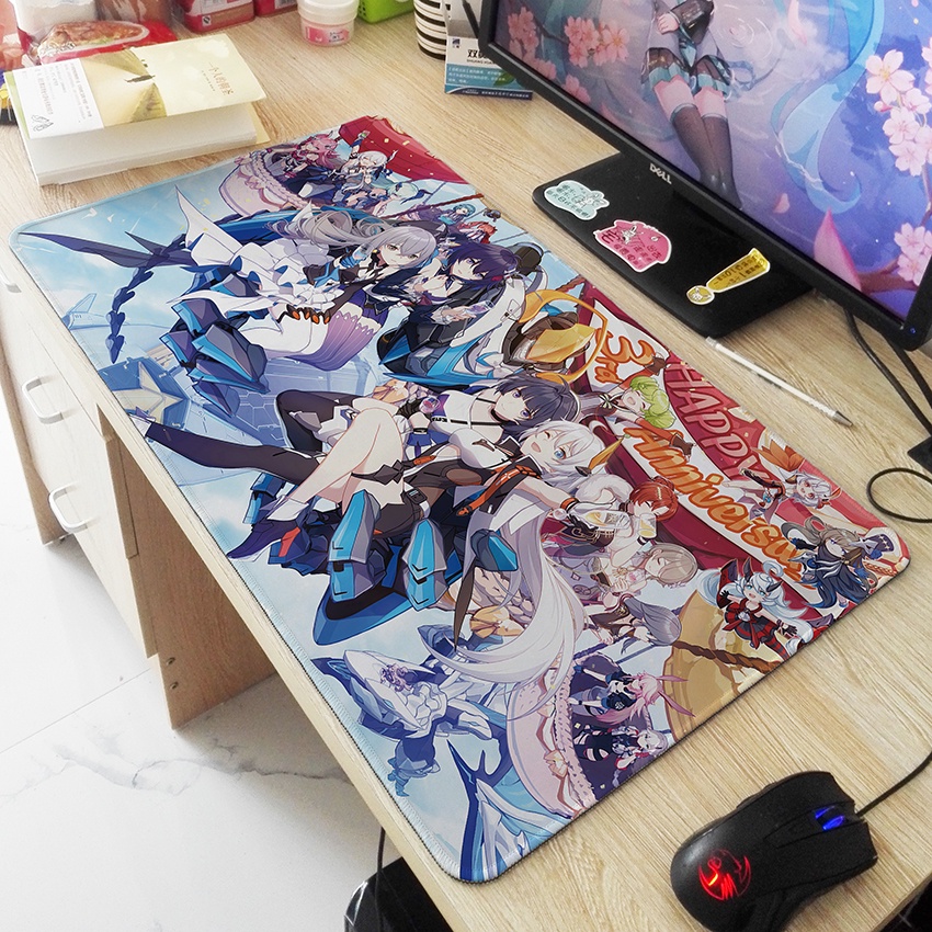 Tấm Lót Chuột Và Bàn Phím Cỡ Lớn Hai Chiều Chống Thấm Nước In Hình Anime