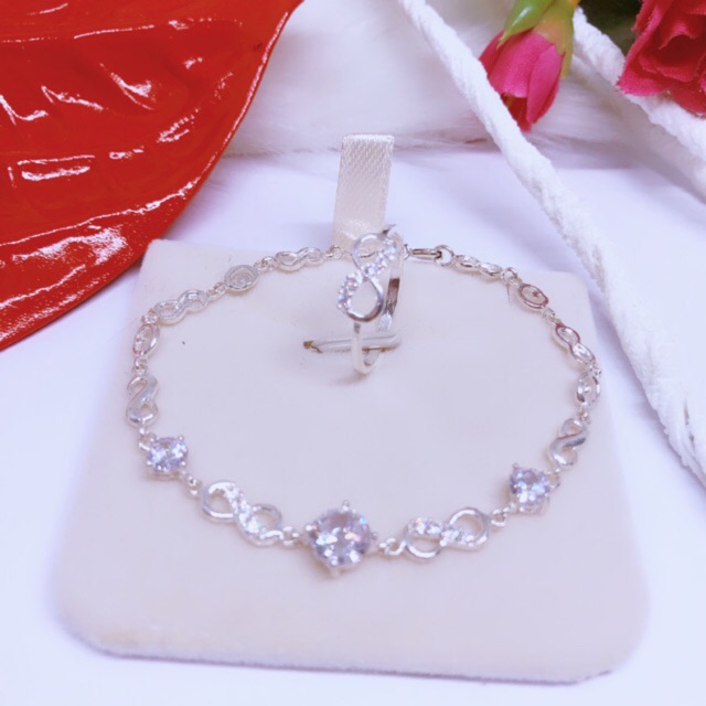 Bộ trang sức nhẫn và lắc tay vô cực LINH MIU SILVER