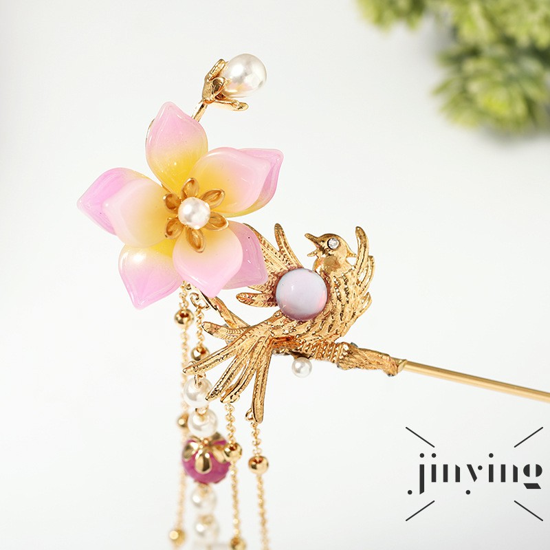 GETNOIVAS Trâm cài tóc dây tua cổ trang gắn đá ngọc trai xinh xắn hợp thời trang