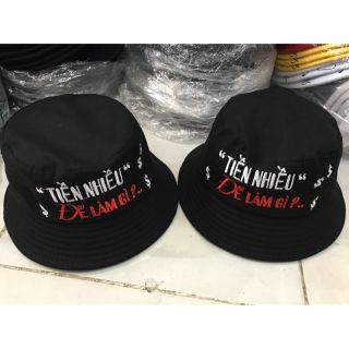 Mũ bucket thêu logo, tiền nhiều để làm gì
