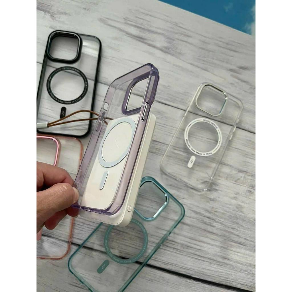 CHÍNH HÃNG Ốp Điện Thoại lưng Trong Suốt viền màu Chống Sốc SHOCK X&amp;M hút Từ Tính Sang Trọng iphone 13 14 PRO MAX