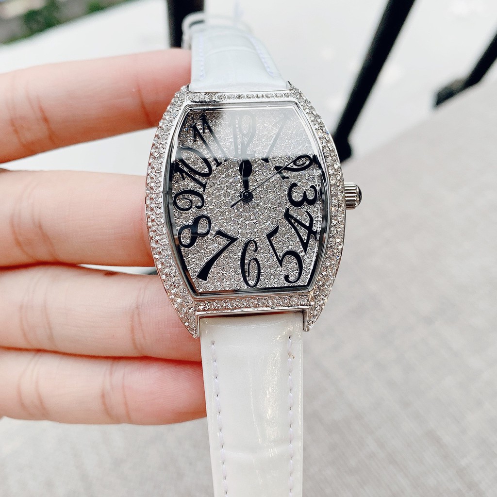 Đồng Hồ Davena Nữ Dây Da Trắng 36mm Silver