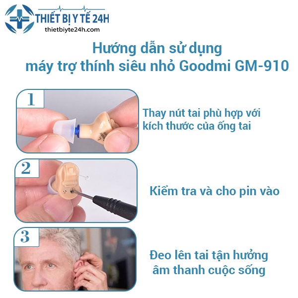 Máy Trợ Thính [Freeship] Tai Nghe Trợ Thính Siêu Nhỏ Goodmi GM-910 - Tự Động Giảm Tiếng Ồn, Xử Lý Âm Thanh Hiện Đại Nhất