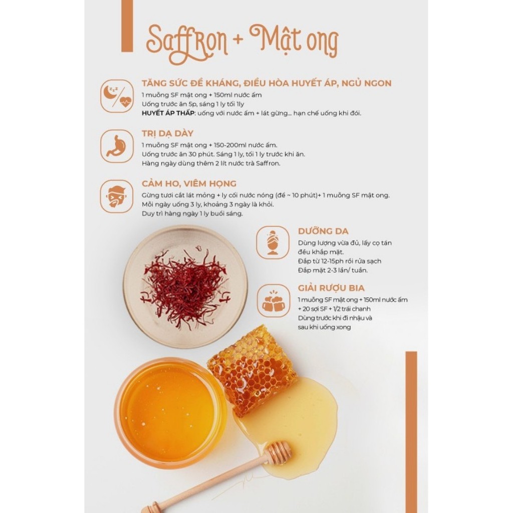 Mẫu thử Saffron Ngâm mật ong, hũ 50ml, nhụy hoa nghệ tây, tây á