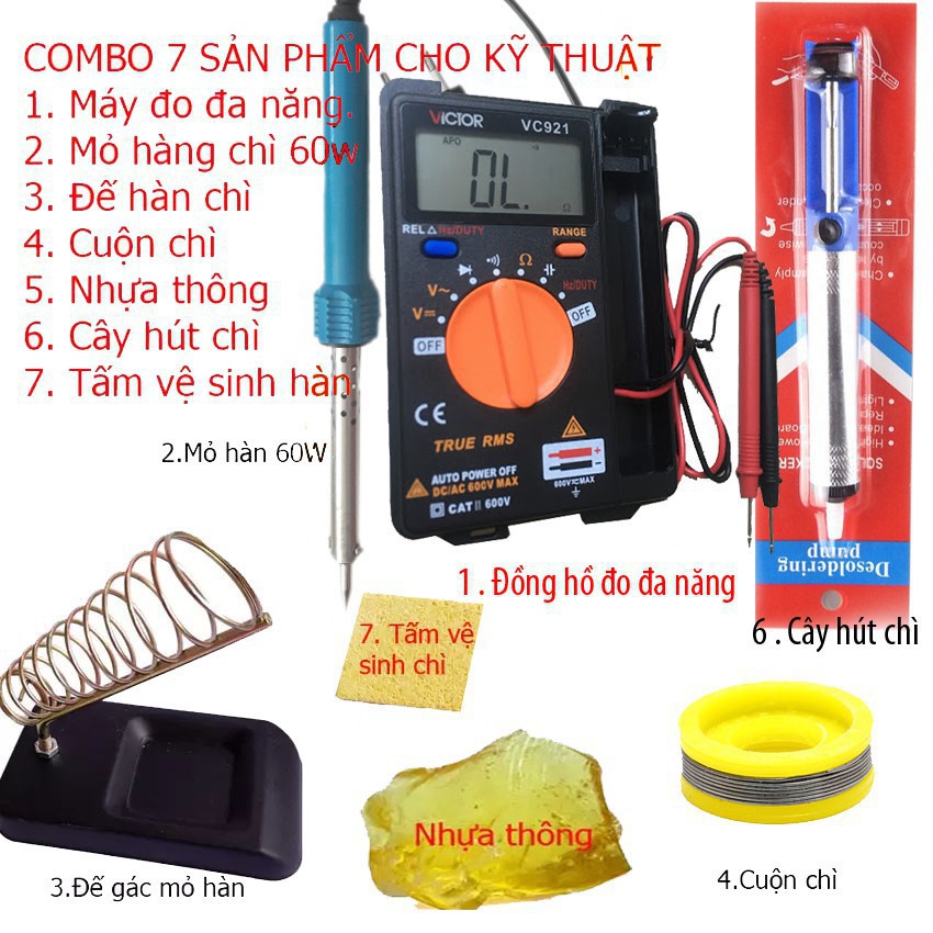 [FREE SHIP => 50K ] Đồng hồ đo vạn năng Victor VC921 và 6 món kỹ thuật hàn Hàng Loại Tốt