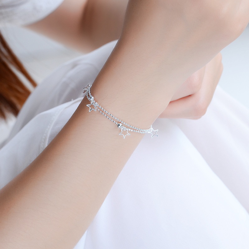 Vòng tay bạc 925 gắn hình hoa/bướm/chuông/trái tim phong cách sành điệu cho nữ