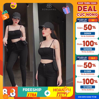 Quần jeans trơn rách kèm ảnh thật