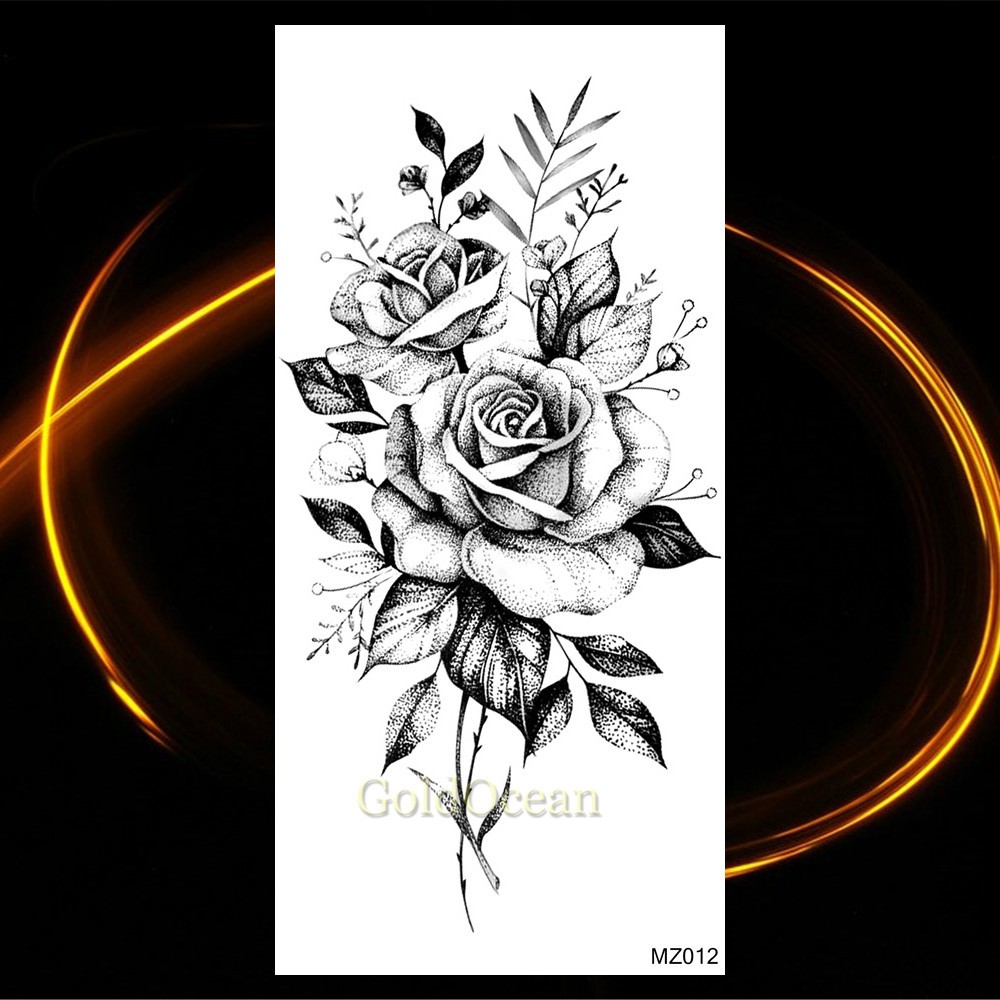 Fake-Tattoo-Decal Rose Temporary-Tattoos Henna Waterproof Flower Jewelrys-Design Body-Art