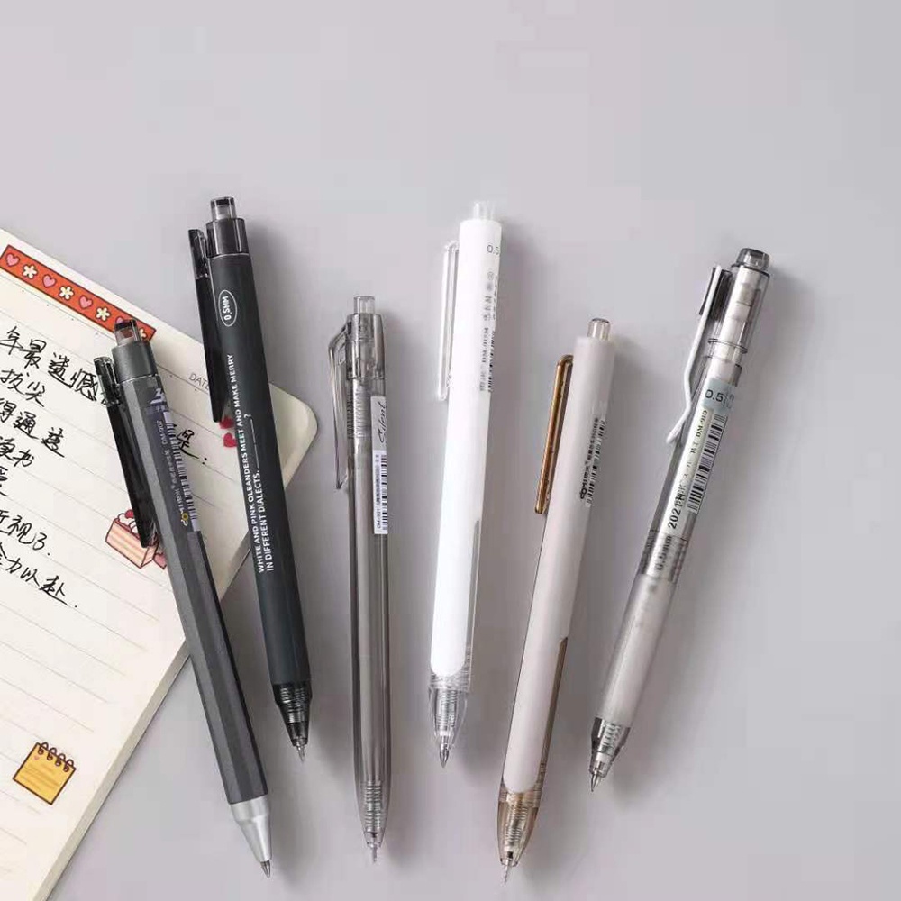 6 Bút bi mực đen kiểu dáng đơn giản ngòi 0.5mm